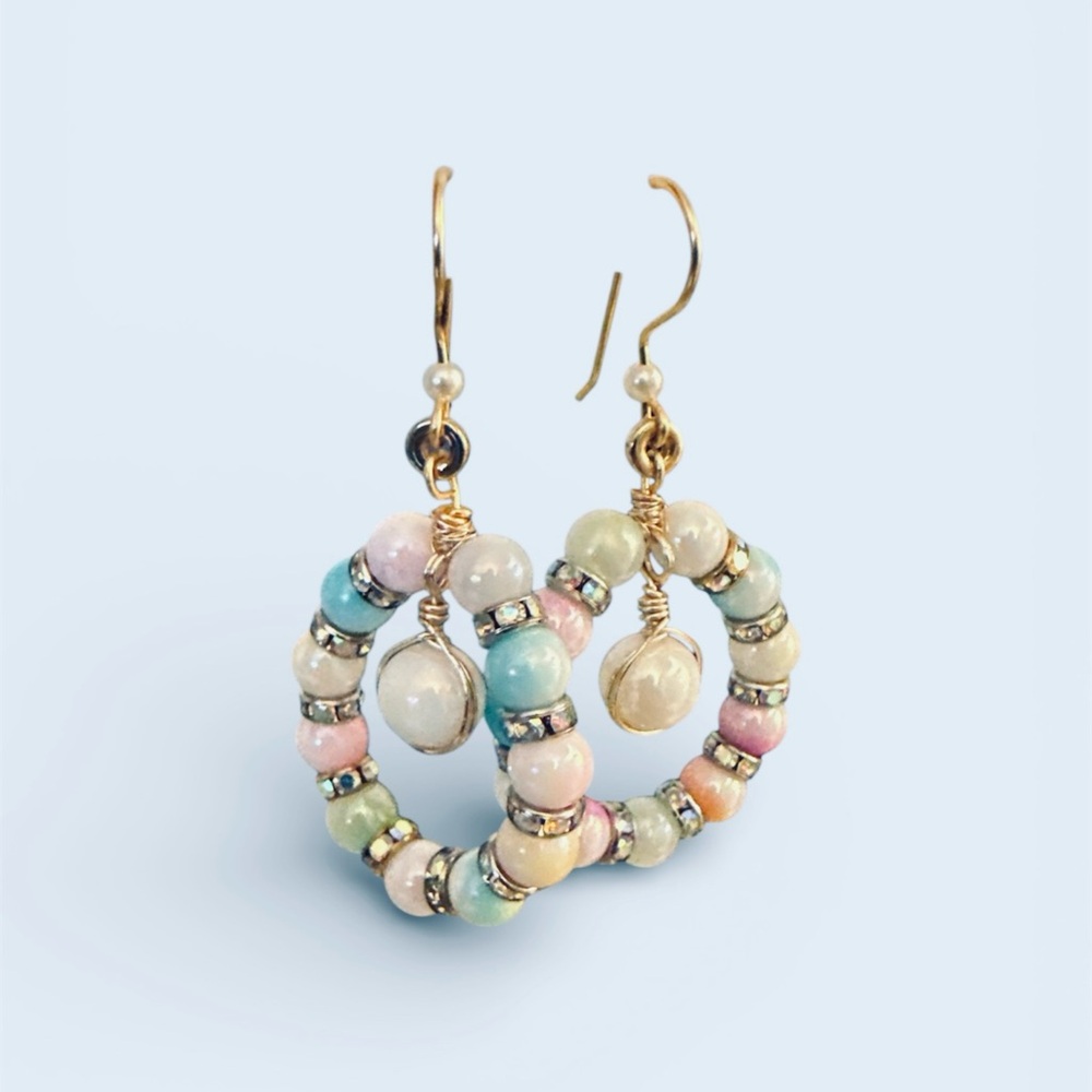Chic Pastel Beaded Hoop Earrings